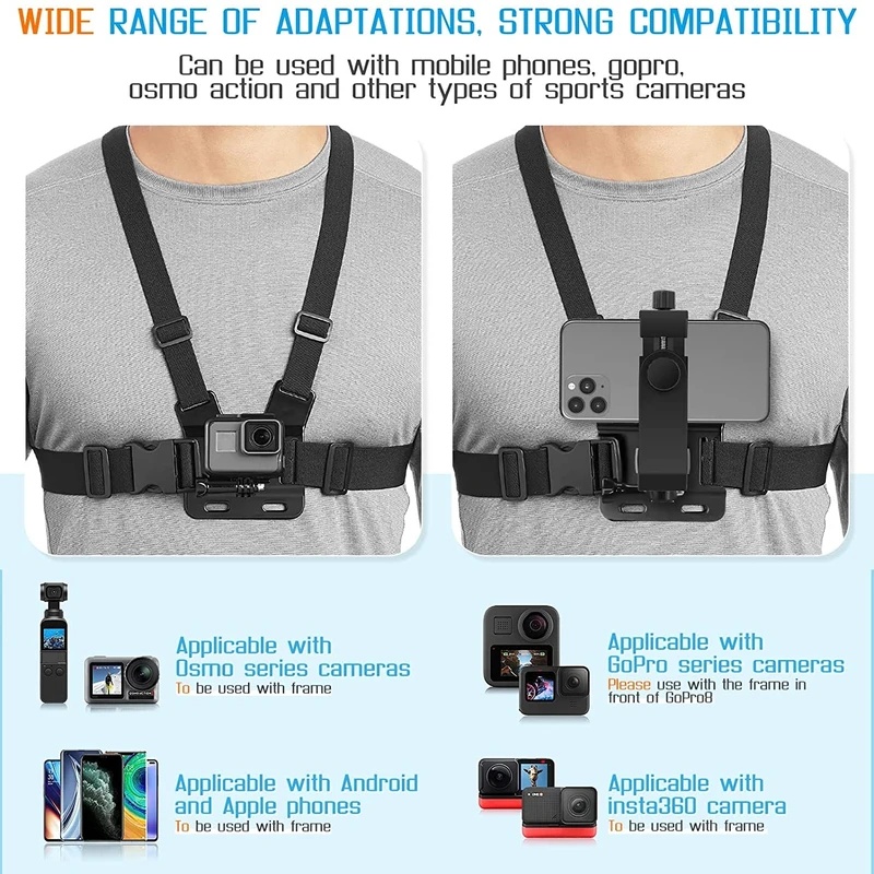 Phone Chest Strap Mount Belt f - Gopro Action Camera Hero 12 Black recension och pris